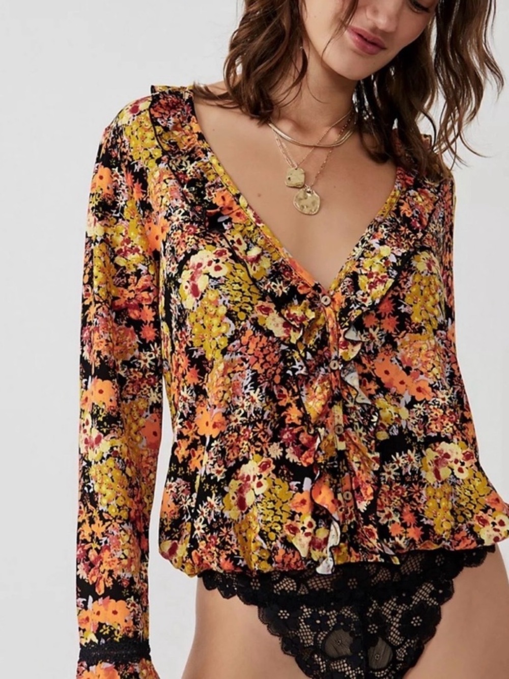 Free People Heat Wave Bodysuit in Midnight Combo Size Small NWT